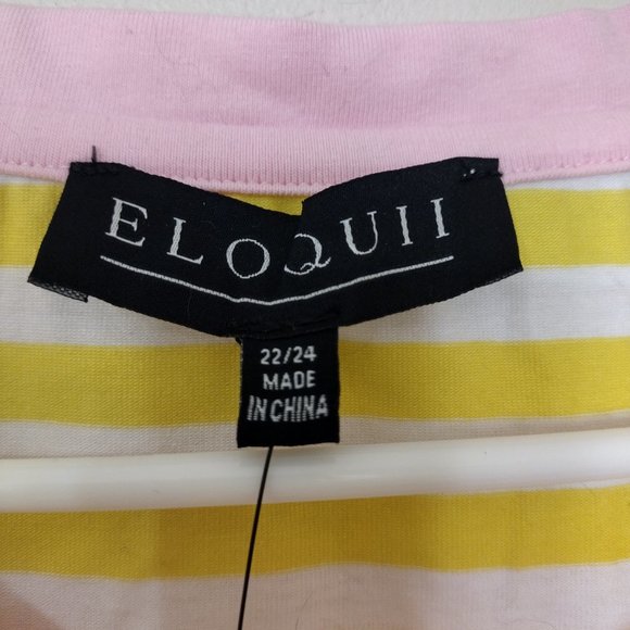 NWT Eloquii Yellow Striped Shirt with Pink Detail Plus 22/24 - Picture 4 of 4